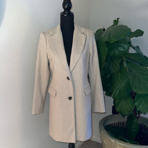 Ralph Lauren Women’s Cream Wool Blend Dress Coat Overcoat Single Breasted 8 - Picture 1 of 16